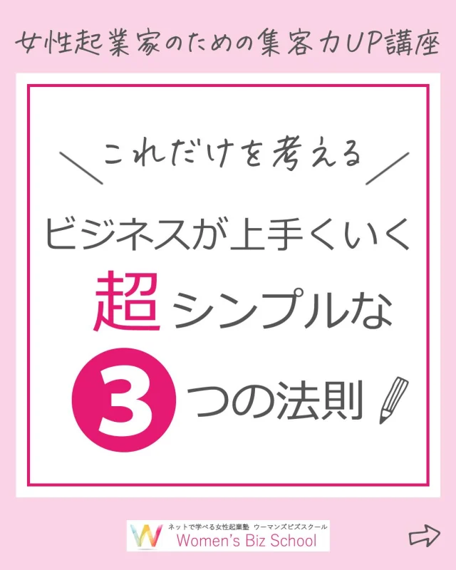 ビジネスがうまくいく『超シンプルな３つの法則』
があるんです。  「ビジネス」って考えると難しいけれど
「お店屋さん」と考えれば
やるべきことはシンプルです。  これだけをシンプルに考えるほうが
上手くいきやすいかも。  ①売れる商品・サービスを考える  「集客できる商品・サービス」はビジネスのかなめ。  でも、自分が
「売りたい」商品
「売れるはず」と思っている商品
になってしまっていることが多いんです。  「いい商品だから知ってもらえれば売れるはず？」  いえいえ、大事なのは
顧客にとって「欲しい形」であることです。  ②利益が取れる仕組みを考える  最初から儲かることを求めない
ビジネスモデルの中で利益は生まれます  ③売れる仕組みを作る  売れる商品があり
利益が取れるなら
利益の一部は広告に広告にあてれば  ビジネスが回り出しますね！  起業についてのご質問はLINEのお友達登録で1回無料でお答えいたします。  ---  横浜や豊島区、東京都中小企業振興公社、神奈川県産業振興センター、千葉県産業振興センター、中小企業庁運営「中小企業109」など、公的機関で起業相談、専門家派遣でサイトやネットショップの立ち上げサポートも行っています。  相談実績5,100件以上。  起業相談や集客相談の  ご相談は@sophitwebのリンク先から  「集客コンサルタント養成講座」も開催。  #女性起業家 #女性起業 #女性起業コンサルタント #女性起業コンサルタント吉枝  #女性起業upルーム #女性起業家たまご塾 #女性起業塾  #wordpressの使い方　#集客コンサルティング　#検索エンジン対策　#売れるコツ  #売れる商品企画  #ホームページリニューアル  #女性起業コンサルタント  #女性起業アドバイザー  #女性起業支援  #集客コンサルタント吉枝ゆき子
